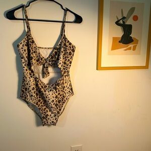 Reformation Leopard Print One Piece Swimsuit
